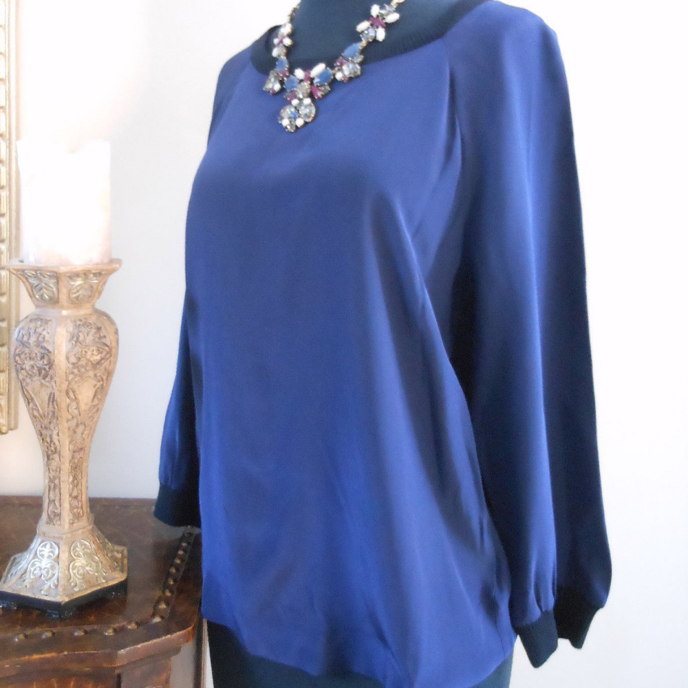 J CREW Silk Sweatshirt Top 2 XS NWT NAVY